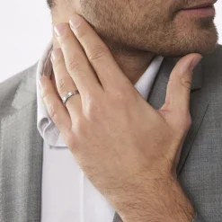 Histoire d'Or Alliance Abygail Ruban Plat Argent Blanc