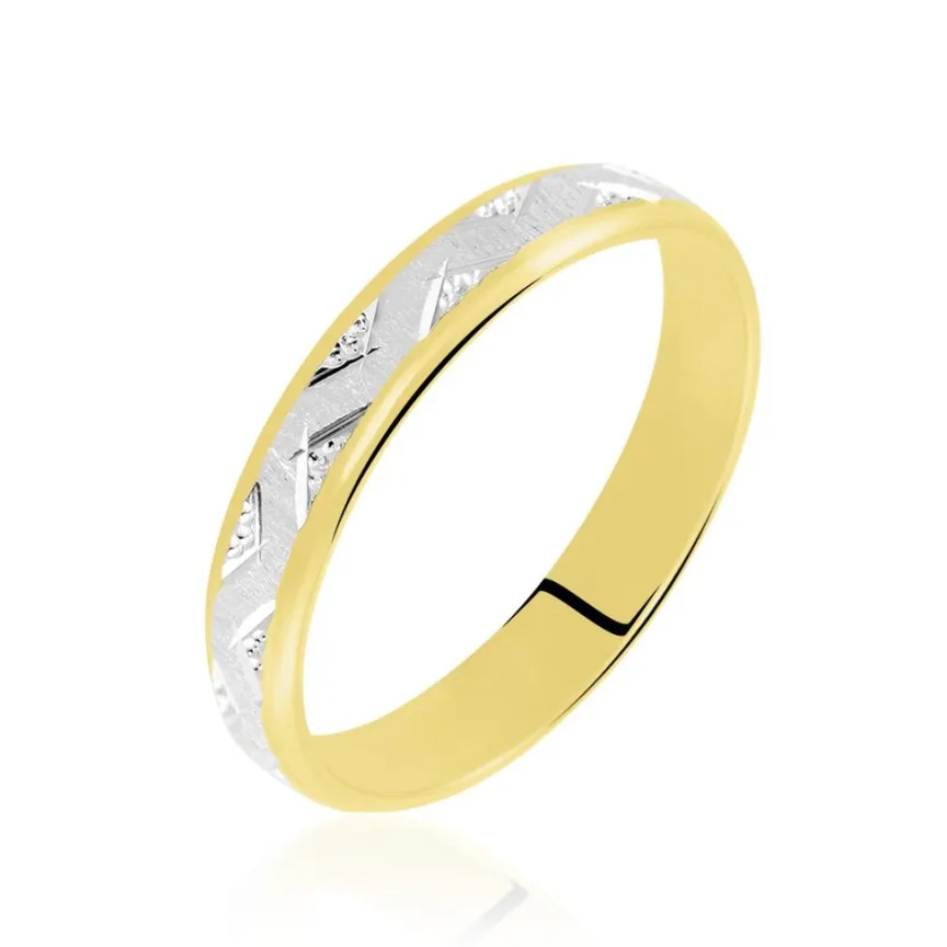 Alliance Cesarius Ruban Plat Or Bicolore-Histoire d'Or New