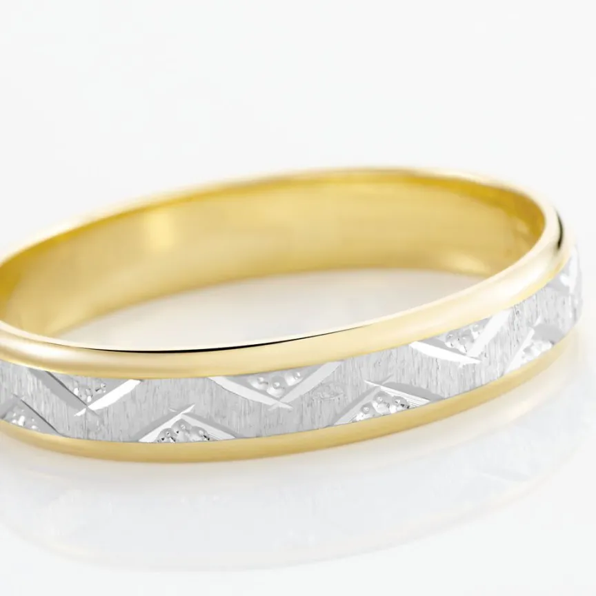 Alliance Cesarius Ruban Plat Or Bicolore-Histoire d'Or New