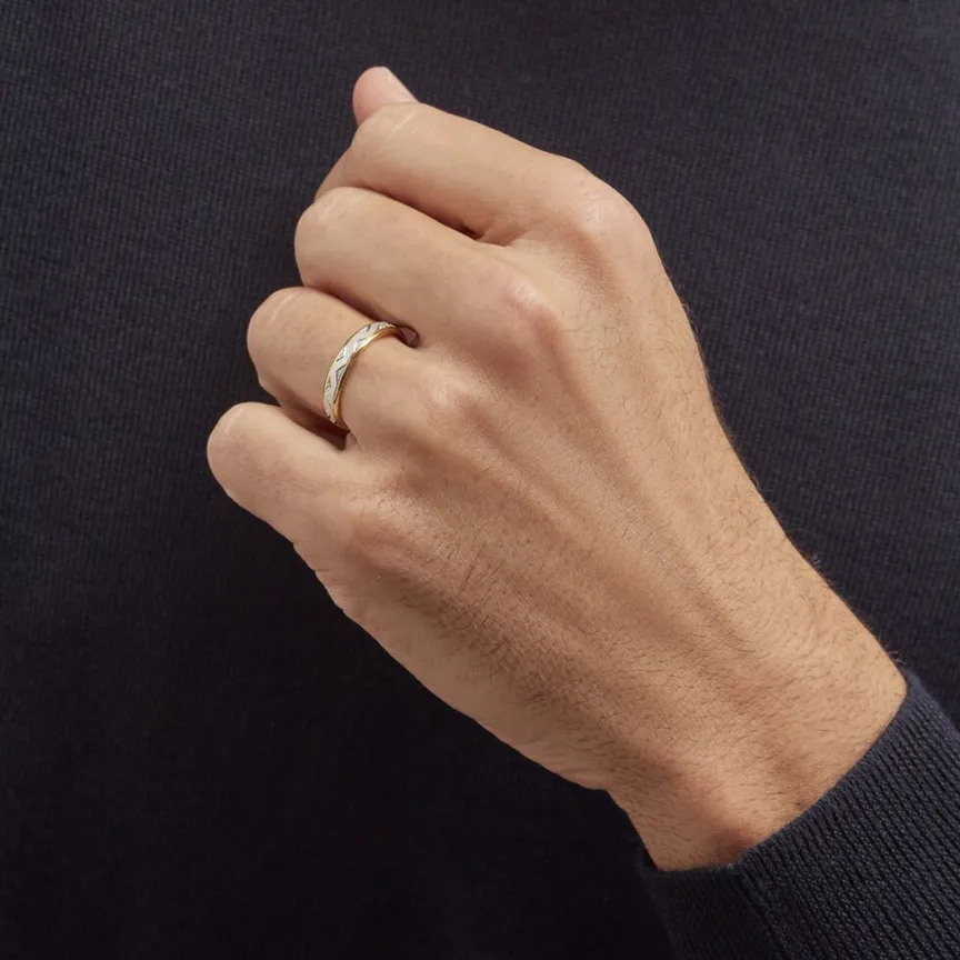 Alliance Cesarius Ruban Plat Or Bicolore-Histoire d'Or New