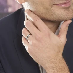 Alliance Dorianne Ruban Plat Argent Blanc-Histoire d'Or Clearance