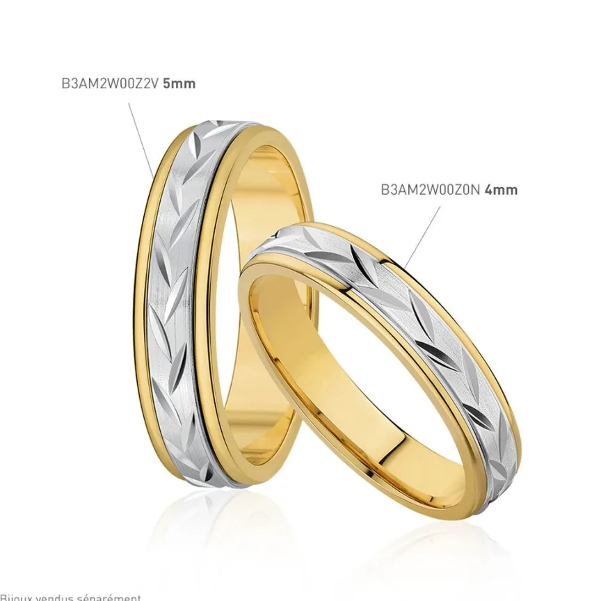 Alliance Effet Epi Mat Ruban Plat Or Bicolore-Histoire d'Or New