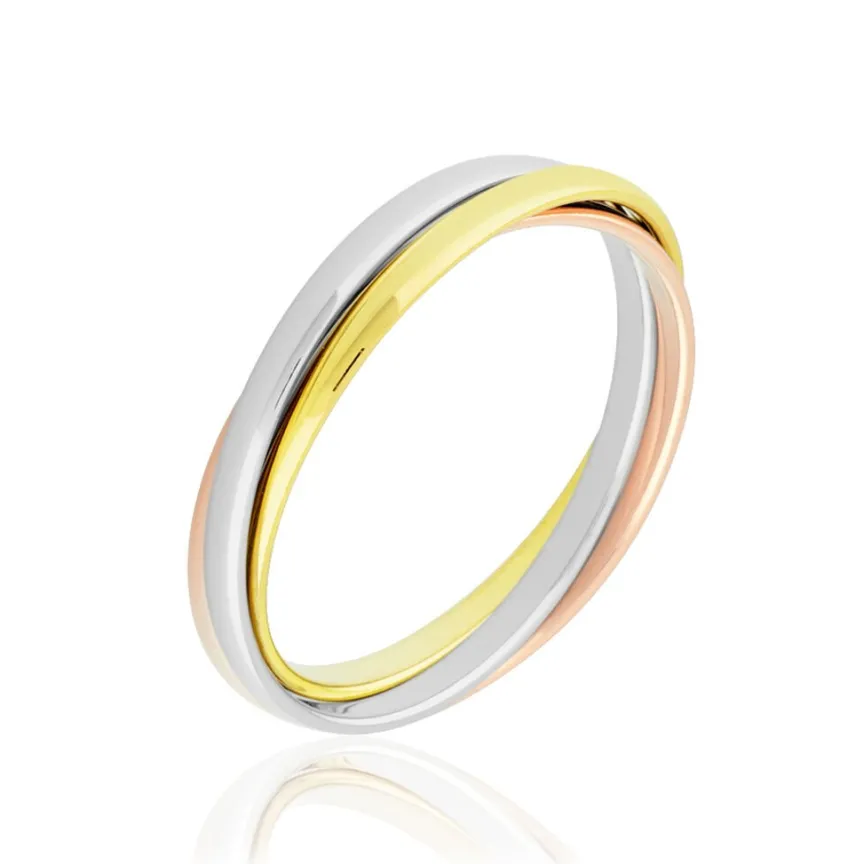 Alliance Entrelacee Demi Jonc Classique Or Tricolore-Histoire d'Or New