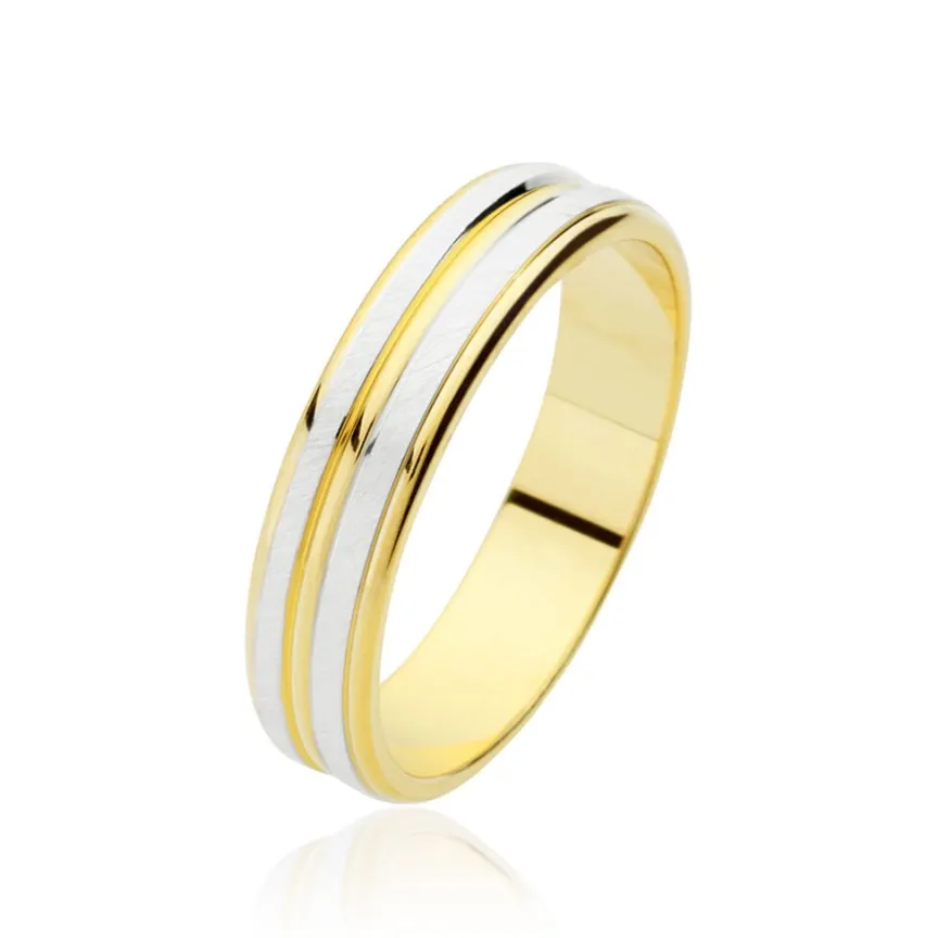 Alliance Givree Ruban Plat Or Bicolore-Histoire d'Or Outlet
