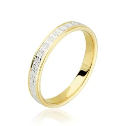 Alliance Grain De Folie Diamantee Ruban Plat Or Bicolore-Histoire d'Or Online