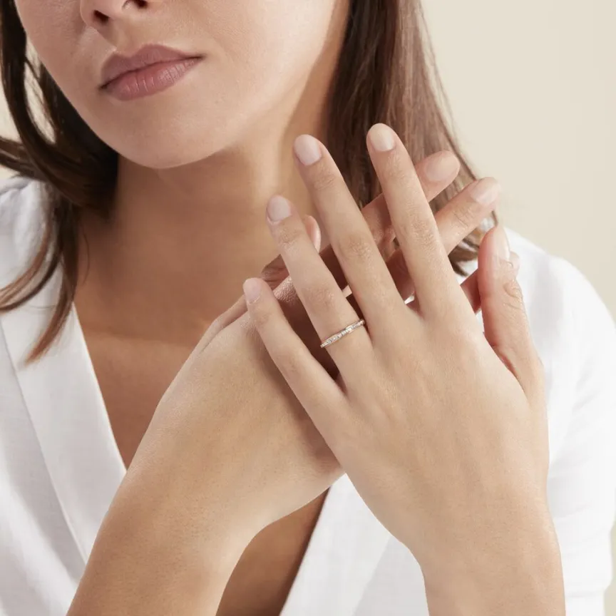 Alliance Grain De Folie Diamantee Ruban Plat Or Bicolore-Histoire d'Or Outlet