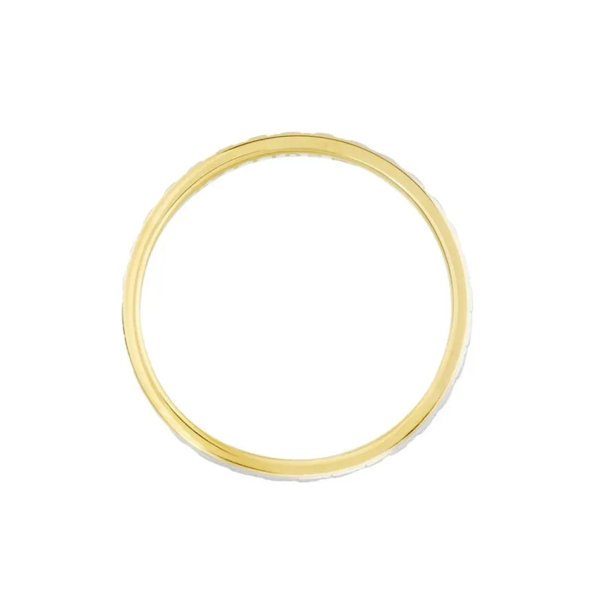 Alliance Grain De Folie Diamantee Ruban Plat Or Bicolore-Histoire d'Or Online