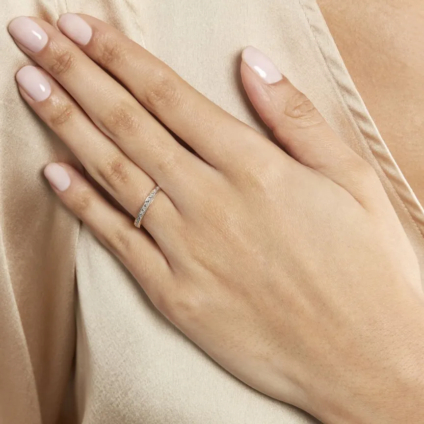 Alliance Grain De Folie Diamantee Ruban Plat Or Bicolore-Histoire d'Or Online