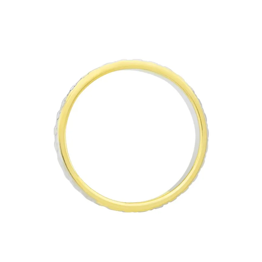 Alliance Grain De Folie Diamantee Ruban Plat Or Bicolore-Histoire d'Or Online