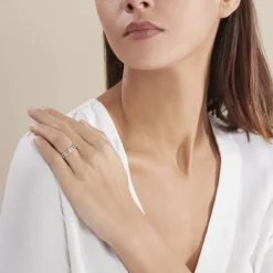 Alliance Grain De Folie Diamantee Ruban Plat Or Bicolore-Histoire d'Or Online