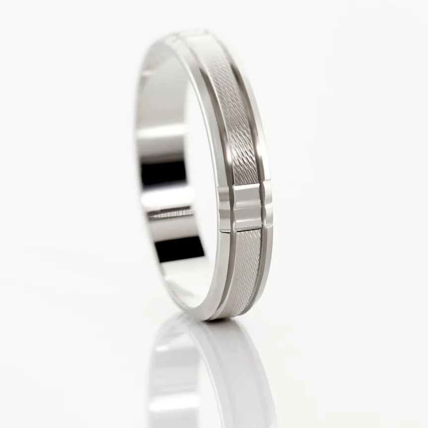 Alliance Hades Texture Ruban Plat Palladium Blanc-Histoire d'Or Sale