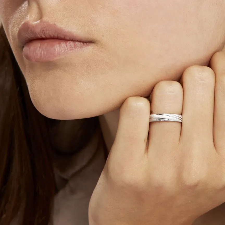 Alliance Ketly Ruban Plat Argent Blanc-Histoire d'Or New