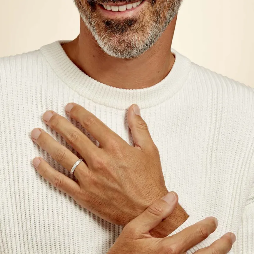 Alliance Ketly Ruban Plat Argent Blanc-Histoire d'Or New