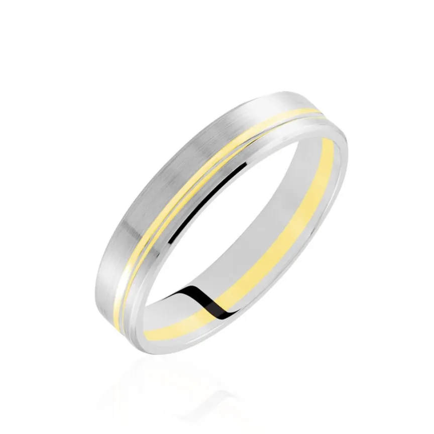 Alliance Marcio Ruban Plat Or Bicolore-Histoire d'Or Best