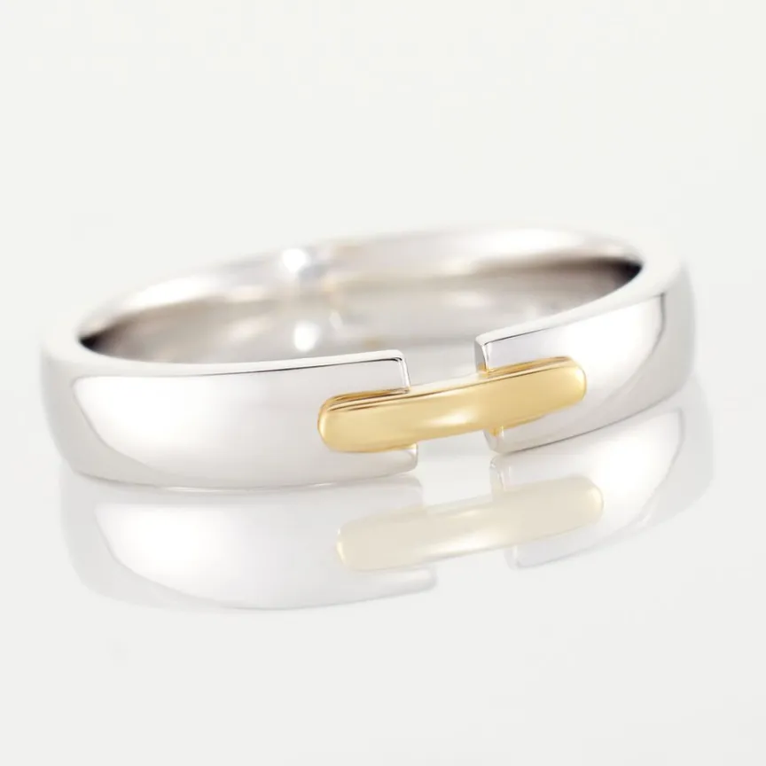 Alliance Marton Ruban Plat Or Bicolore-Histoire d'Or Sale