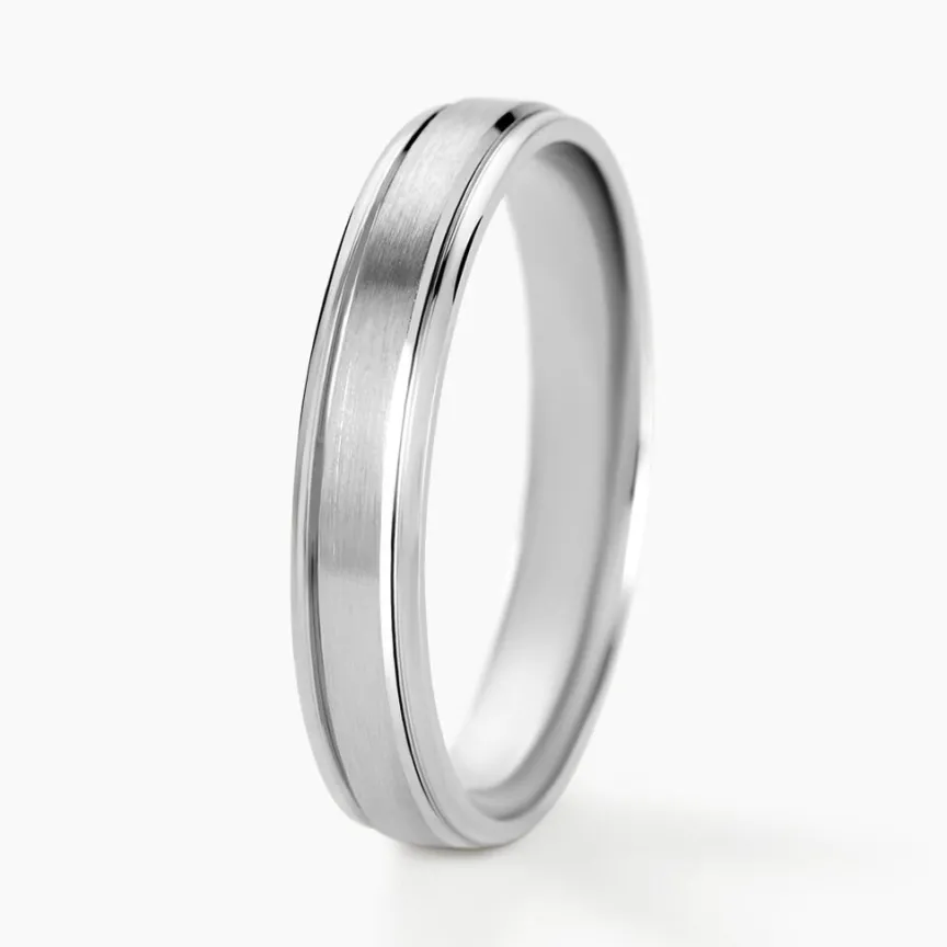 Alliance Mat Et Brillant Ruban Plat Palladium Blanc-Histoire d'Or