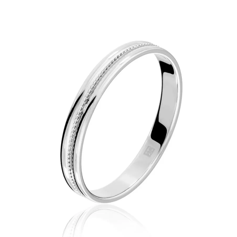 Histoire d'Or Alliance Perlee Ruban Plat