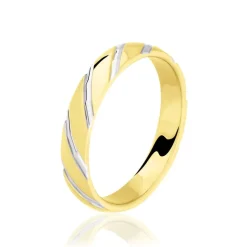 Alliance Strie Fantaisie Demi Jonc Classique Or Bicolore-Histoire d'Or