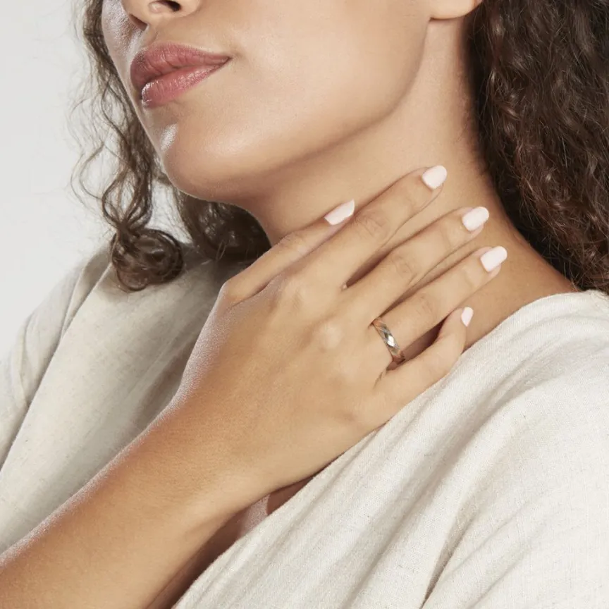 Alliance Strie Fantaisie Demi Jonc Classique Or Bicolore-Histoire d'Or