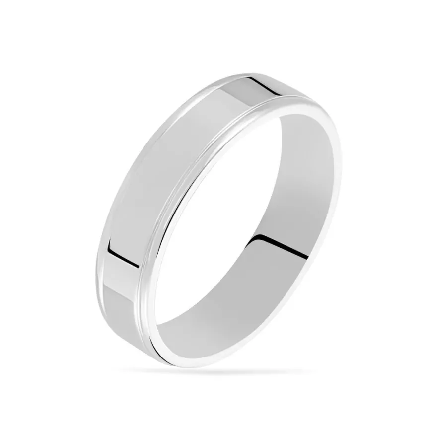 Alliance Trephine Ruban Plat Argent Blanc-Histoire d'Or Clearance