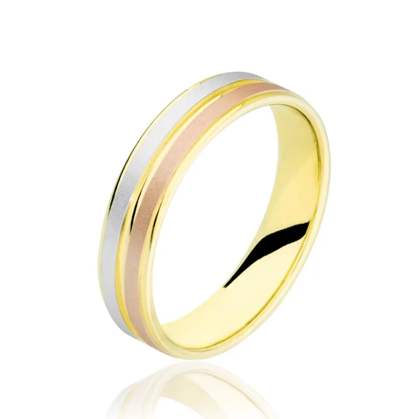 Alliance Triade Ruban Plat Or Tricolore-Histoire d'Or Online