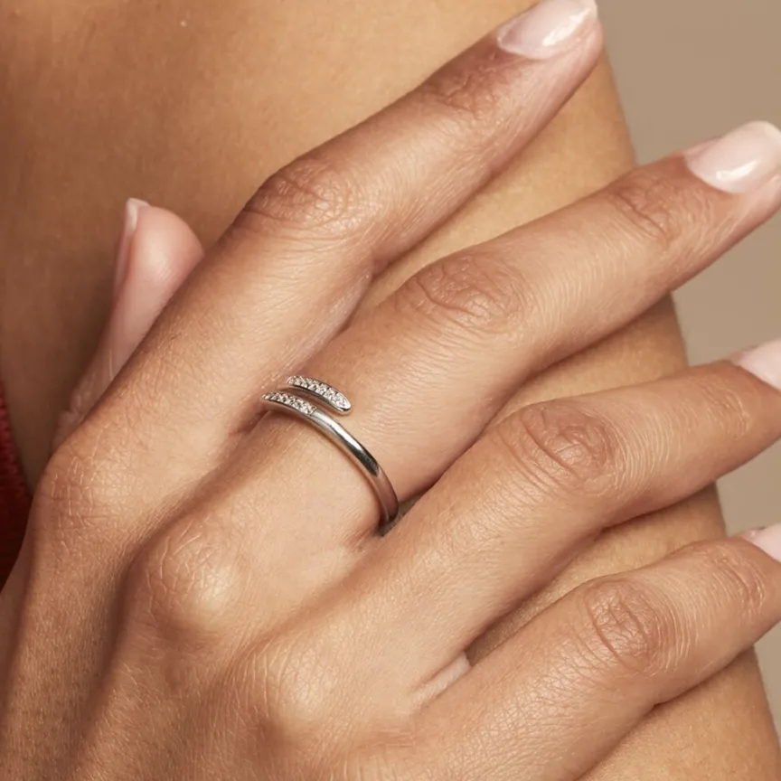 Bague Ajustable Mendel Argent Blanc Oxyde De Zirconium-Histoire d'Or New