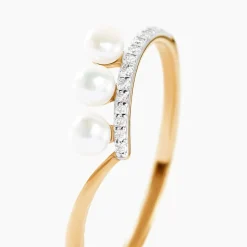 Bague Ambrogio Or Jaune Perle De Culture Oxyde De Zirconium-Histoire d'Or Outlet