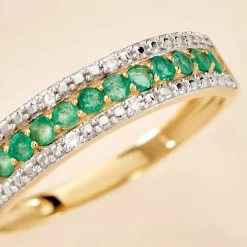 Histoire d'Or Bague Amias Or Jaune Emeraude Diamant