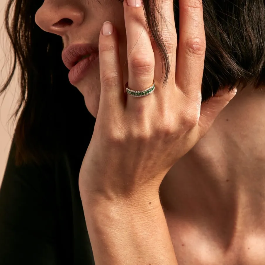 Histoire d'Or Bague Amias Or Jaune Emeraude Diamant