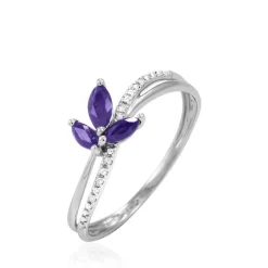 Bague Angie Or Blanc Amethyste Et Diamant-Histoire d'Or Outlet