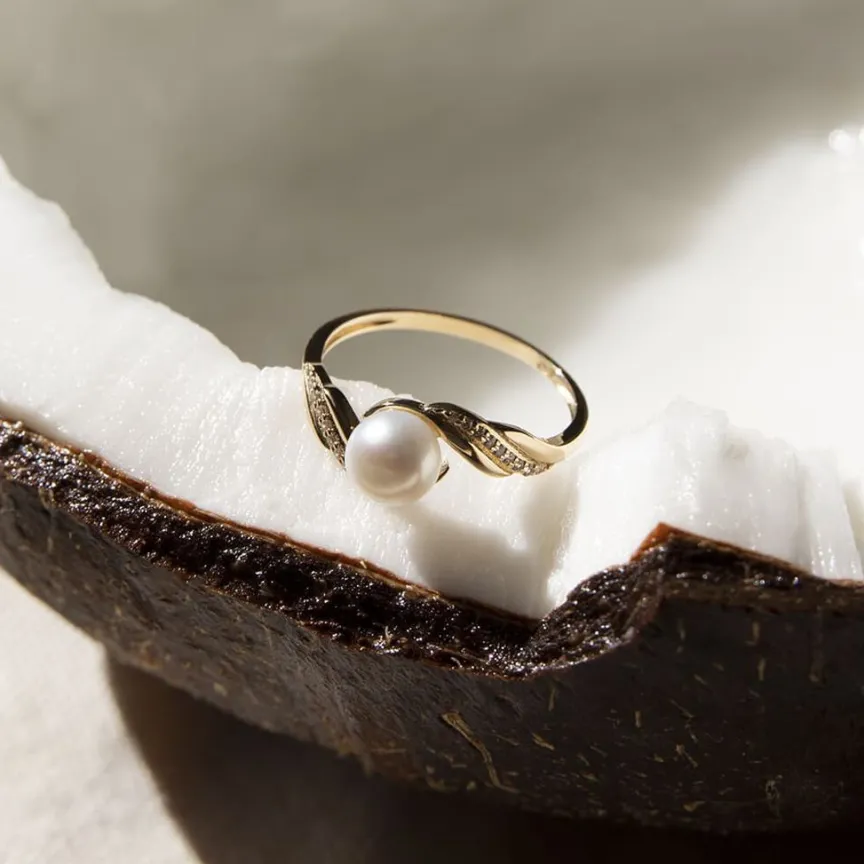 Bague Antoinette Or Jaune Perle De Culture Et Oxyde De Zirconium-Histoire d'Or Best