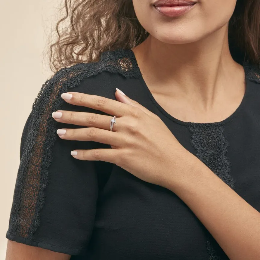 Bague April Or Blanc Oxyde De Zirconium-Histoire d'Or New