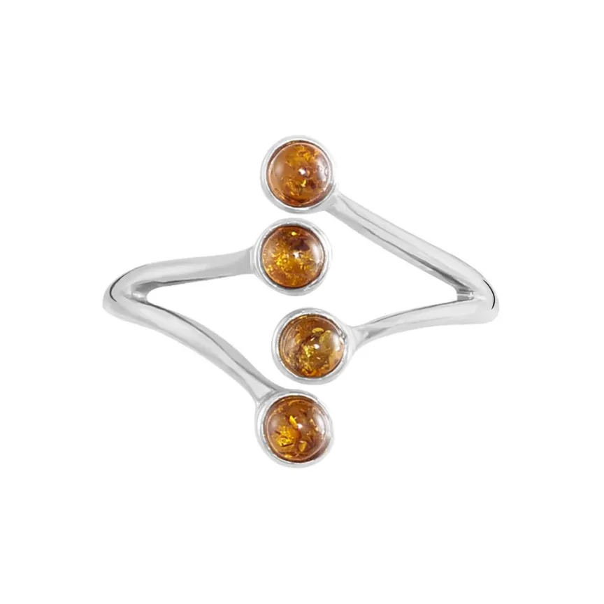 Bague Argent Blanc Accorus Ambre-Histoire d'Or Clearance