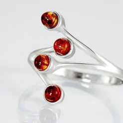 Bague Argent Blanc Accorus Ambre-Histoire d'Or Clearance