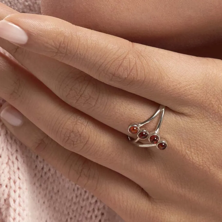 Bague Argent Blanc Accorus Ambre-Histoire d'Or Clearance