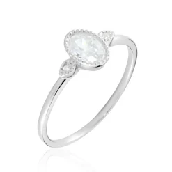 Bague Argent Blanc Afonso Oxyde De Zirconium-Histoire d'Or Clearance