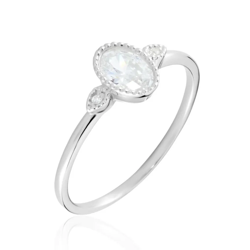 Bague Argent Blanc Afonso Oxyde De Zirconium-Histoire d'Or Clearance