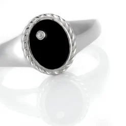 Bague Argent Blanc Lugus Email Et Oxyde De Zirconium-Histoire d'Or Online