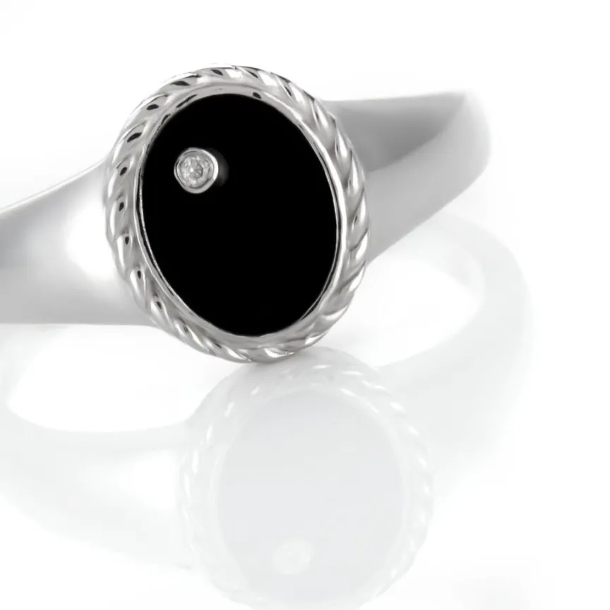 Bague Argent Blanc Lugus Email Et Oxyde De Zirconium-Histoire d'Or Online