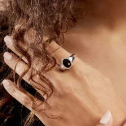 Bague Argent Blanc Lugus Email Et Oxyde De Zirconium-Histoire d'Or Online