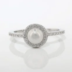 Bague Argent Blanc Suada Perle De Culture Oxyde De Zirconium-Histoire d'Or Discount