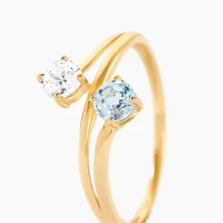 Bague Beauté Bleutée Or Jaune Topaze Oxyde De Zirconium-Histoire d'Or Clearance
