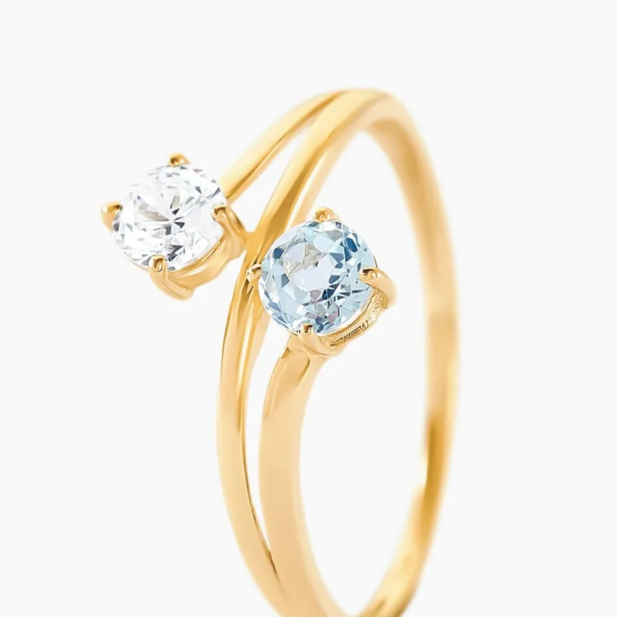 Bague Beauté Bleutée Or Jaune Topaze Oxyde De Zirconium-Histoire d'Or Clearance
