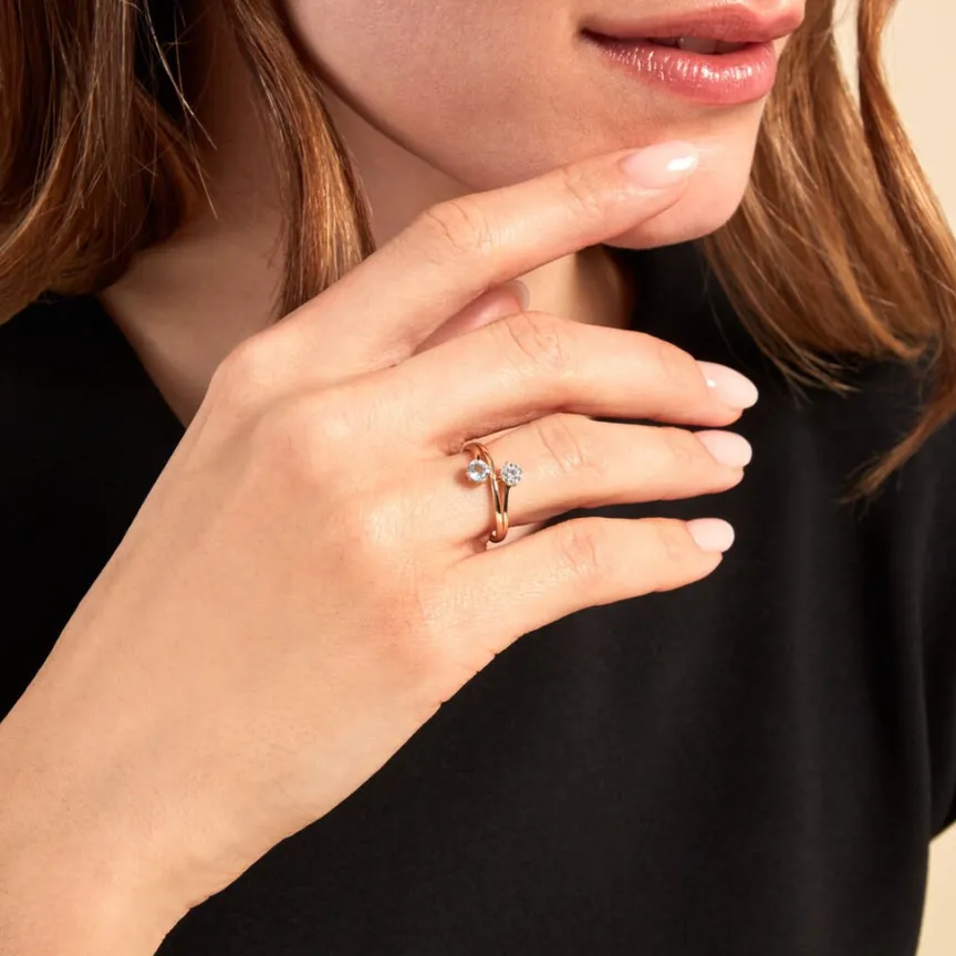 Bague Beauté Bleutée Or Jaune Topaze Oxyde De Zirconium-Histoire d'Or Clearance