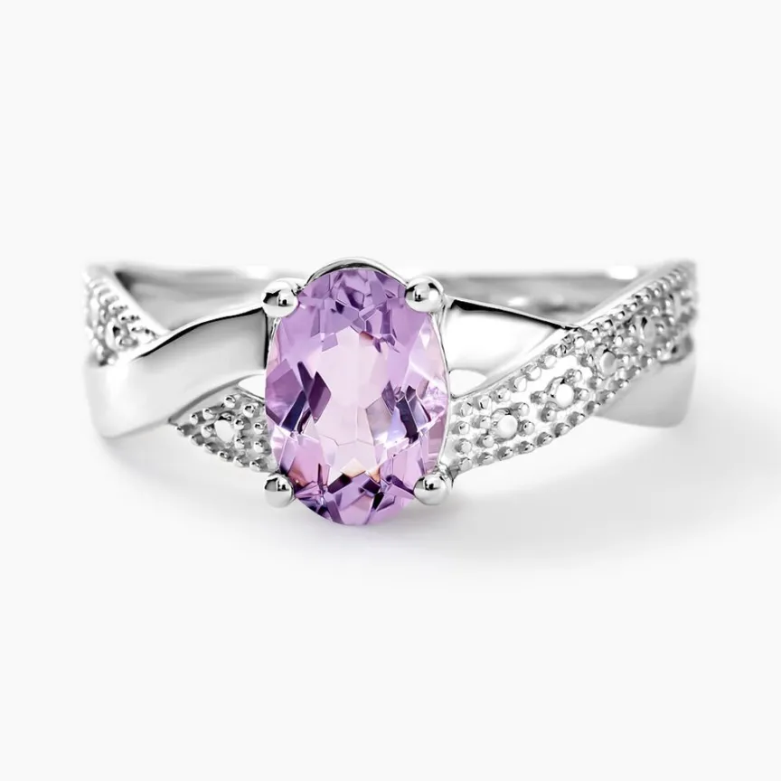 Bague Candice Or Blanc Amethyste-Histoire d'Or New