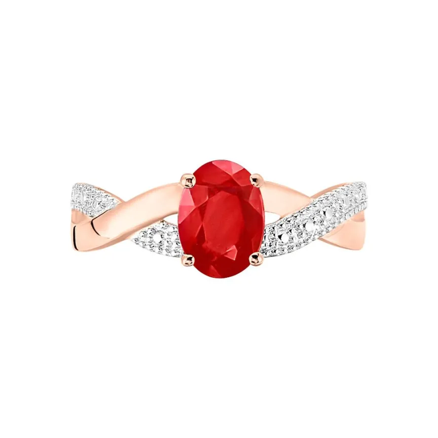 Bague Candice Or Rose Rubis-Histoire d'Or