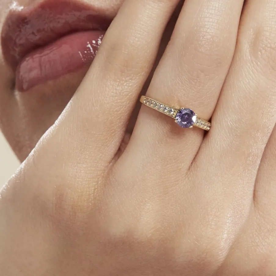 Histoire d'Or Bague Carrol Or Jaune Améthyste Oxyde De Zirconium