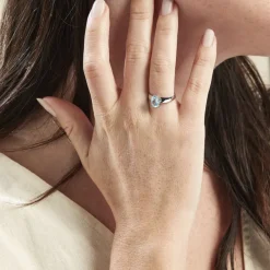 Bague Cassius Or Blanc Topaze Bleu Sky-Histoire d'Or Discount