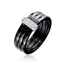 Bague Ceramik Design Argent Blanc Oxyde De Zirconium Et Céramique-Histoire d'Or Online