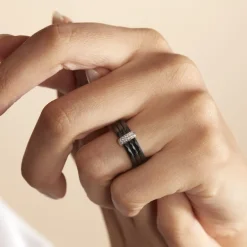 Bague Ceramik Design Argent Blanc Oxyde De Zirconium Et Céramique-Histoire d'Or Online